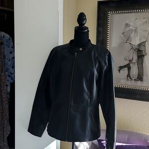 Women's Faux Leather Peplum Jacket